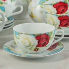 Сервиз чайный "Алая и белая розы": 4 чашек 220 мл, 4 блюдца, чайник 800 мл, молочник УЦЕНКА - Фото 3