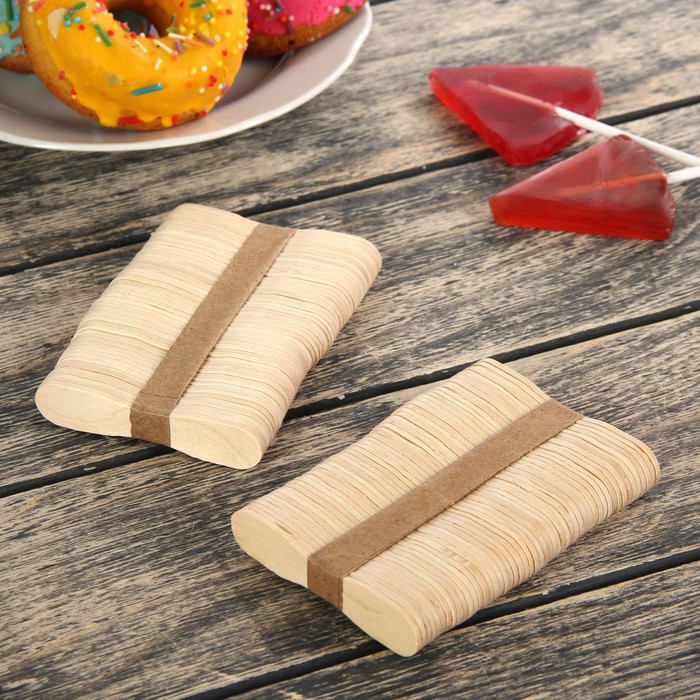 Набор деревянных палочек для мороженого, 7,5×1,1-1,5 см, 100 шт - фото 1884753887