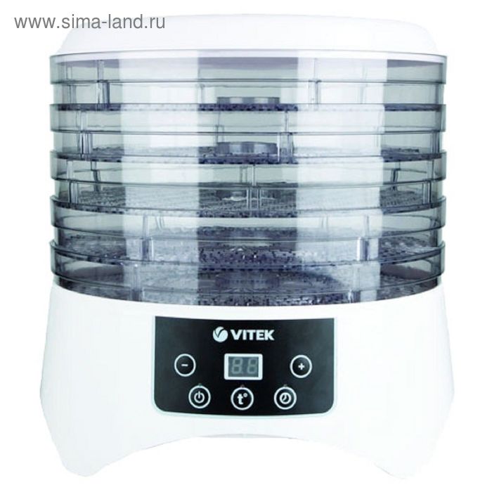 Сушилка для овощей и фруктов Vitek VT-5050, 400 Вт, 5 ярусов, белая - Фото 1