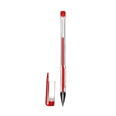 Ручка гелевая, 0.5 мм, красный, прозрачный корпус