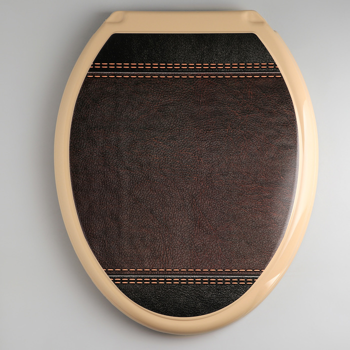 Сиденье для унитаза с крышкой Росспласт «Декор. Кожа», 44,5×37,5 см, цвет коричневый