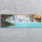 Часы настенные, модульные, серия: Природа, "Лесной водопад", 35х105  см - Фото 1