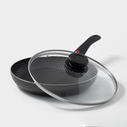 Сковорода Forever, d=24 см, съёмная ручка, стеклянная крышка, антипригарное покрытие, алюминий, чёрная - Фото 2