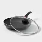 Сковорода Forever, d=28 см, съёмная ручка, стеклянная крышка, антипригарное покрытие, алюминий, тёмно-серая - Фото 2