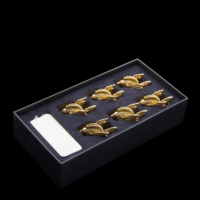 Набор из 6 держателей для карточек "Рыбка" серии Spice Jewels, золото, 8 × 4 см