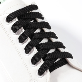 Шнурки для обуви, плоские, 8 мм, 70 см, фасовка 25 шт, цвет чёрный