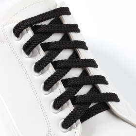 Шнурки для обуви, плоские, 8 мм, 100 см, фасовка 25 шт, цвет чёрный (комплект 25 шт)