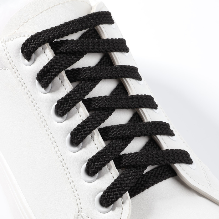 Шнурки для обуви, плоские, 8 мм, 100 см, фасовка 25 шт, цвет чёрный - фото 1906829257