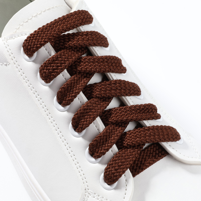 Шнурки для обуви, плоские, 8 мм, 120 см, фаосвка 25 шт, цвет коричневый - фото 1906829265
