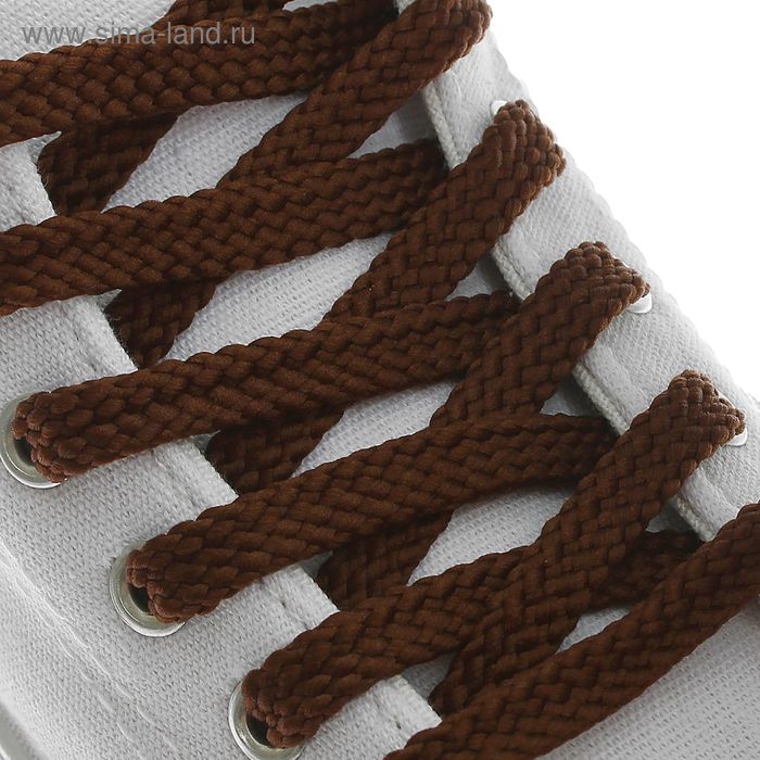Шнурки для обуви, плоские, 8 мм, 120 см, пара, цвет коричневый - Фото 1