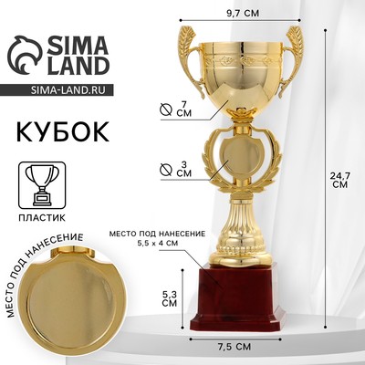 Кубок 081, наградная фигура, золото, подставка пластик, 24.7×9.7×7.5 см