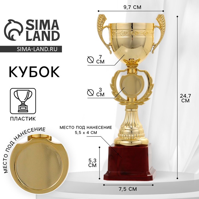 Кубок 081, наградная фигура, золото, подставка пластик, 24.7×9.7×7.5 см - Фото 1