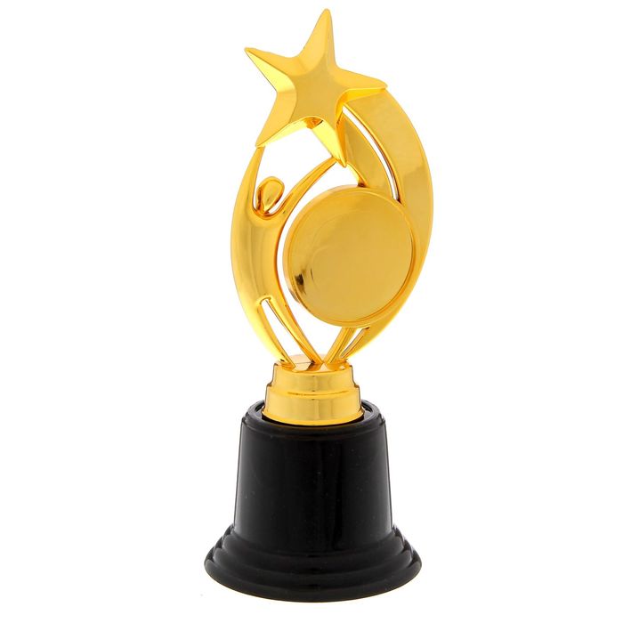 Наградная фигура «Человек со звездой», золото, подставка пластик черная, 18,2 х 7 см - фото 1908286440