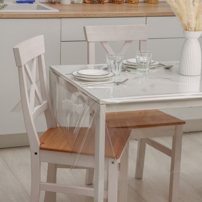 Клеёнка на стол ПВХ Доляна «Жидкое стекло», ширина 137 см, толщина 0.25 мм, рулон 50 м, прозрачная