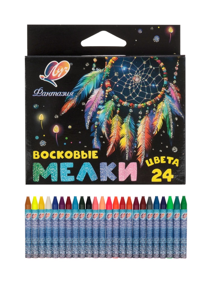 Мелки восковые 24 цвета «Луч», круглые, МИКС - Фото 1