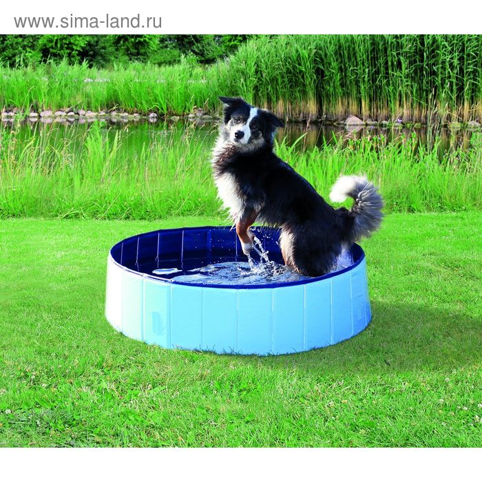 Бассейн Trixie для собак, ф 160 x 30 см, голубой/синий - Фото 1