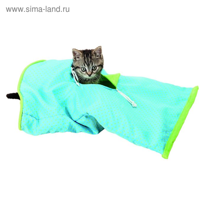 Шуршащий туннель Trixie для кошки 50 × 28 см, синий/зелёный - Фото 1