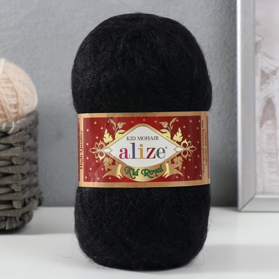 Пряжа "Kid Royal 50" 62% мохер, 38% полиамид 500м/50гр (60 черный)