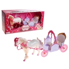 Карета "Cказочное королевство", с 4 куклами и лошадкой,ходит, кивает головой, работает от батареек - Фото 1