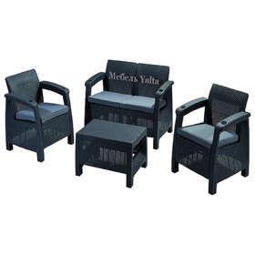 Комплект садовой мебели (2х местный диван+2 кресла+ стол) Yalta Set, цвет венге