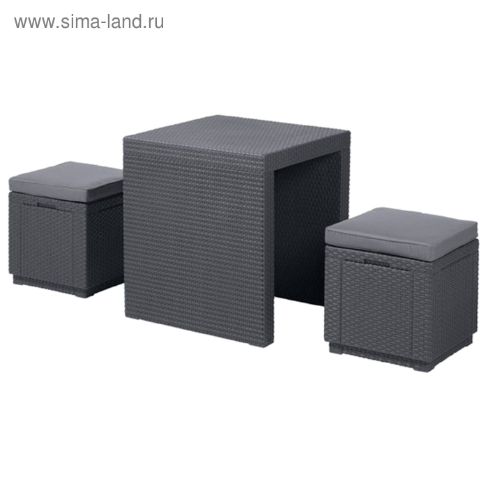 Комплект мебели (ротанг) ARIZONA SET Curver, стол антрацит/серый полиэстер - Фото 1