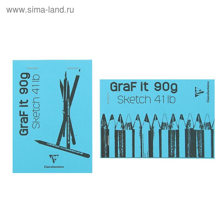 Блокнот для рисунков А6, 90 г/м2, Clairefontaine, 80 листов, склейка, с перфорацией, голубой - Фото 1