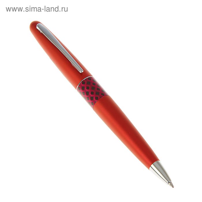 Ручка шариковая MetallicRed&WaveRing, узел 1.0мм, синие масляные чернила, красный корпус, в футляре + подарочный пакет - Фото 1