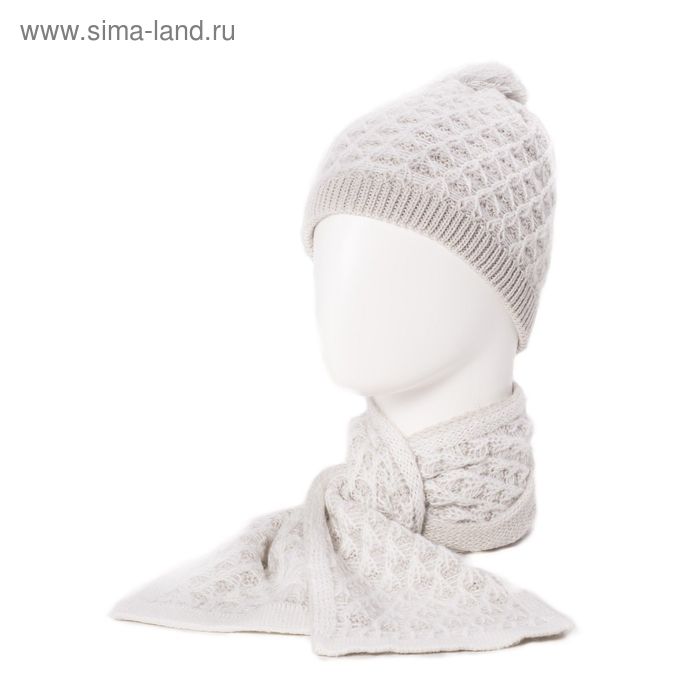 Комплект детский (шапка+шарф), цвет светло-серый, размер 50-54 KoK200118 - Фото 1