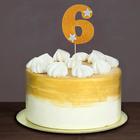 Топпер для торта «6», цвет золотой - Фото 1