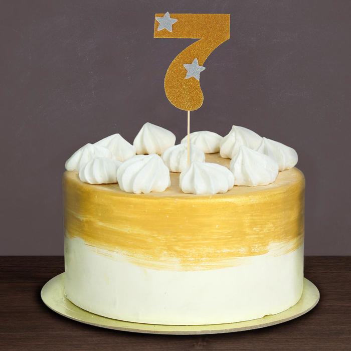 Топпер для торта «7», цвет золотой - Фото 1