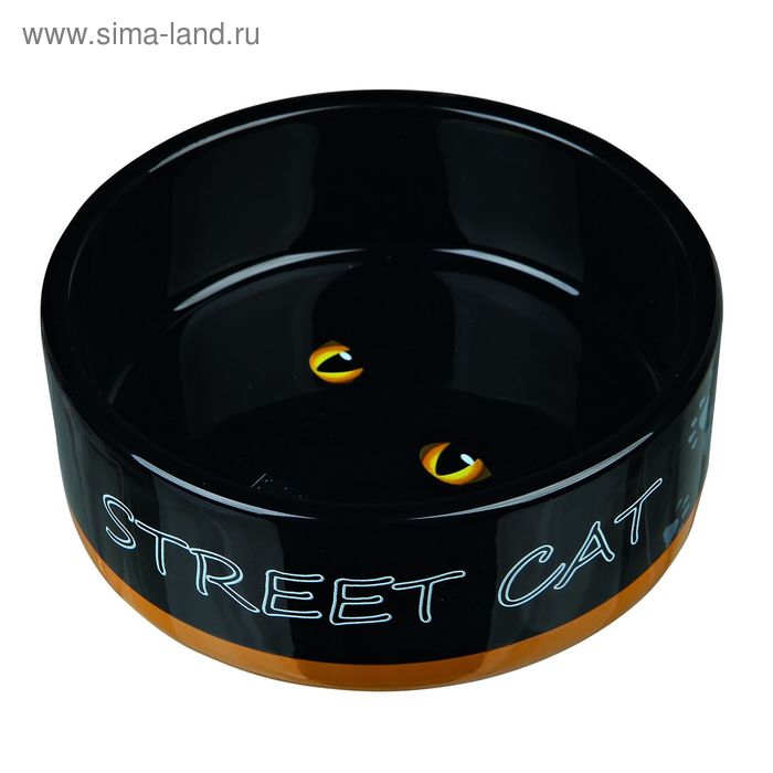 Миска керамическая Trixie Street Cat, 0.3 л/ф 12 см - Фото 1