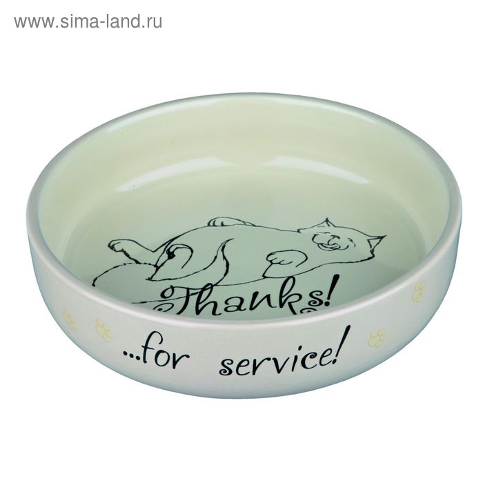 Миска кошачья керамическая Trixie для коротконосых пород, 0,3л/ø 15 см - Фото 1