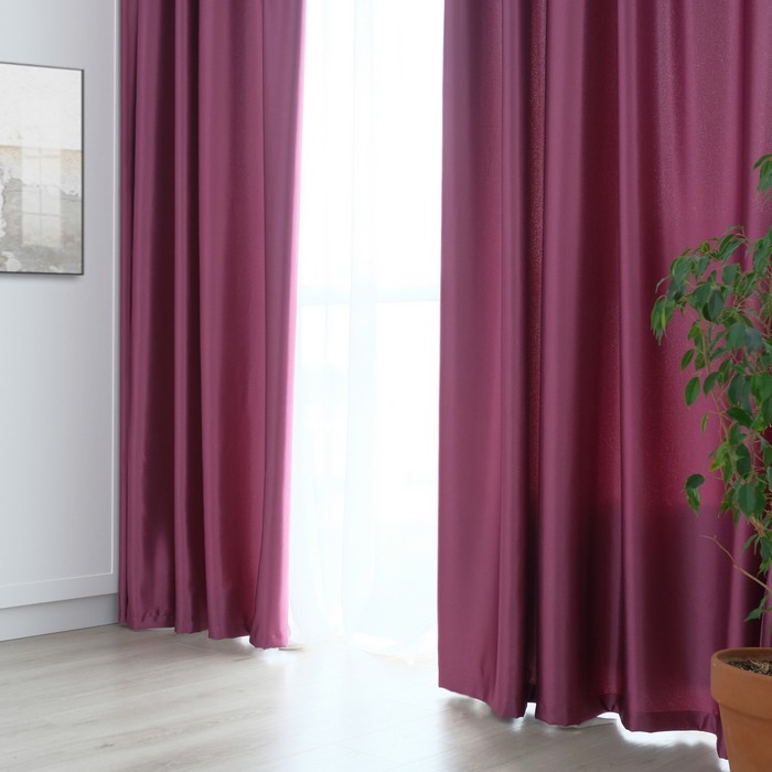 Штора портьерная "Этель" ширина 135 см, высота 260 см, цвет фиолетовый, глянцевая - Фото 1