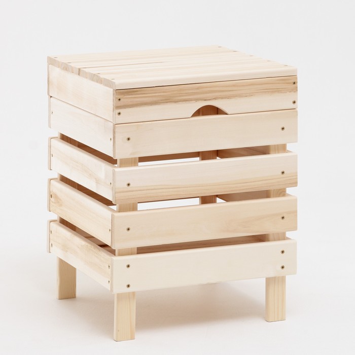 Ящик для белья из дерева "Табурет-2", 40×40×52см, "Добропаровъ" - Фото 1