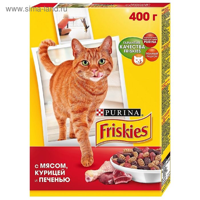 Сухой корм FRISKIES для кошек, мясо/печень/курица, 400 г - Фото 1