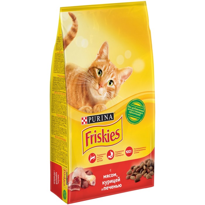 Сухой корм FRISKIES для кошек, мясо/печень/курица, 10 кг - Фото 1