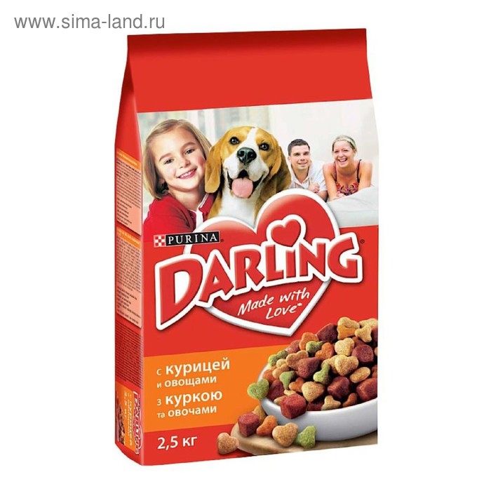 Сухой корм DARLING для собак, курица/овощи 2,5 кг - Фото 1