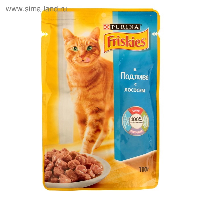 Влажный корм FRISKIES для кошек, лосось в подливе, пауч, 85 г - Фото 1