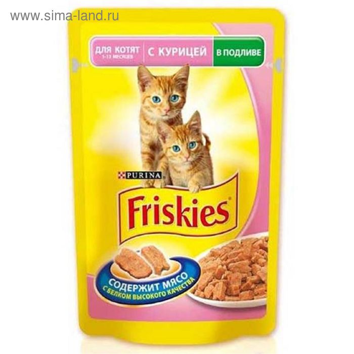 Влажный корм FRISKIES для котят, курица в подливе, пауч, 100 г - Фото 1