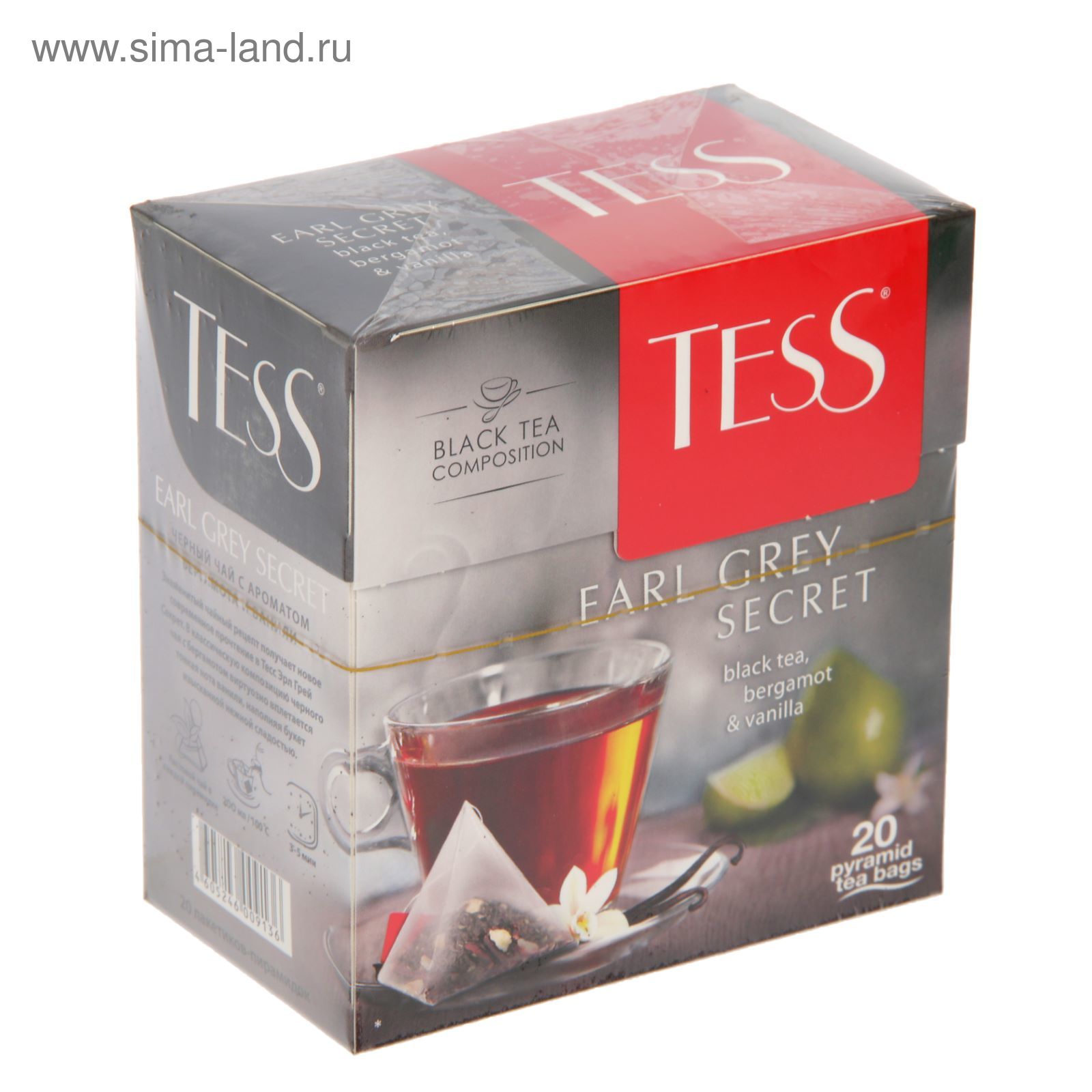 Чай Tess пирамидки Earl Grey Secret, black tea, bergamot & vanilla, 20п ...