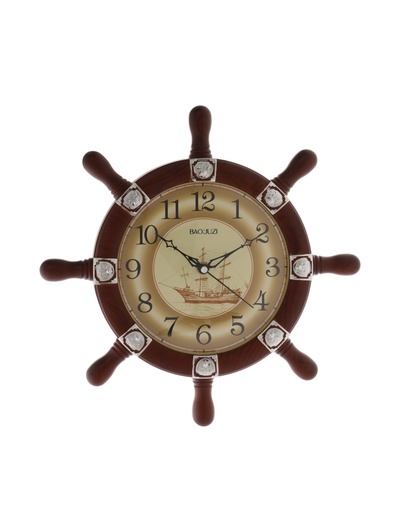 Часы настенные, интерьерные, «Штурвал», плавный ход, 34×34 см, циферблат d=18.5 см, коричневые