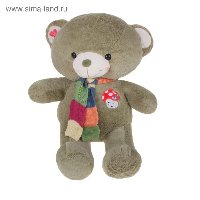 Мягкая игрушка "Медведь с шарфом и вышивкой №1", цвета МИКС - Фото 1