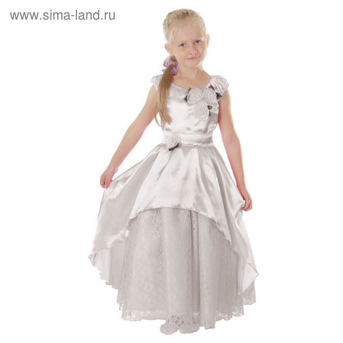 Карнавальное платье "Принцесса 002", р-р 60, рост 110-116 см, цвет белый - Фото 1