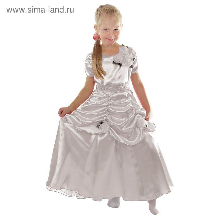 Карнавальное платье "Принцесса 005", р-р 56, рост 98-104 см, цвет белый - Фото 1