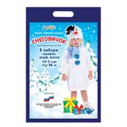 Карнавальный костюм «Белый снеговик в шляпке», велюр, сарафан, шарф, шапка, рост 98 см - Фото 2