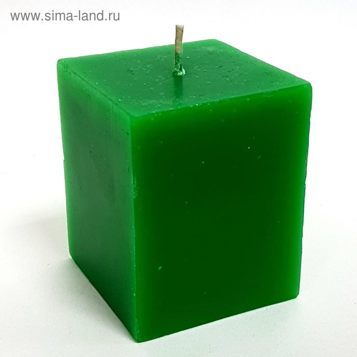 Свеча куб, зелёная, 5х5.7см - Фото 1