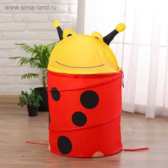 Корзина для игрушек «Божья коровка» с крышкой - Фото 1