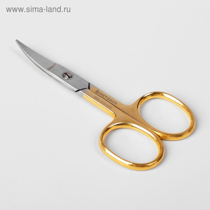 Ножницы маникюрные, широкие, загнутые, 10 см, цвет серебристый/золотистый, NS-1/4-HG - Фото 1