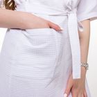 Халат вафельный запашной классический женский, размер 46, рукав 3/4, цвет белый, 240 г/м² - Фото 5