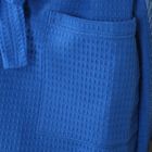 Халат вафельный запашной классический мужской, размер 46, цвет синий, 180 г/м² - Фото 3